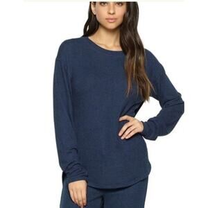 Felina Navy Victoria PJ Crew Neck Cozy Top Pajama Loungewear Soft Knit XL NWT